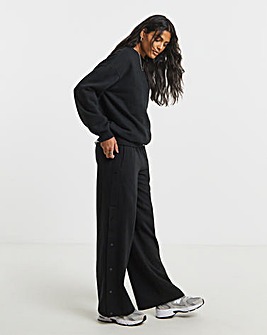 Black Half Popper Wide Leg Joggers