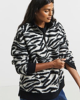 Zebra Print Borg Sweatshirt