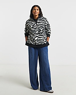 Black & White Zebra Print Borg Sweatshirt