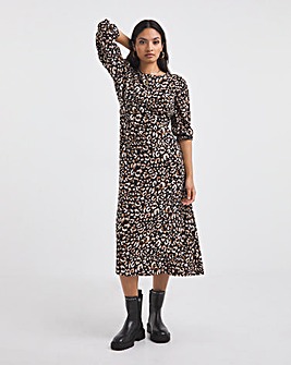 Puff Sleeve Empire Midi Tea Dress