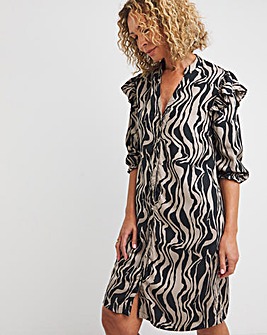 Printed Button Through Viscose Twill Shirt Dress