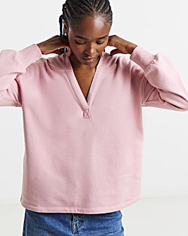 Dusty Pink V Neck Hoodie