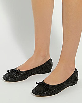 Dune Black Heat Woven Ballet Flats - Wide Fit (E)