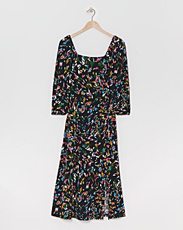 Square Neck Jersey Midi Dress