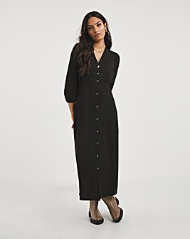 Soft Touch Button Front Midi Dress