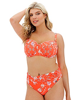 Sunseeker Dainty Ditsy Salmon Floral Print Wired Padded Bikini Top