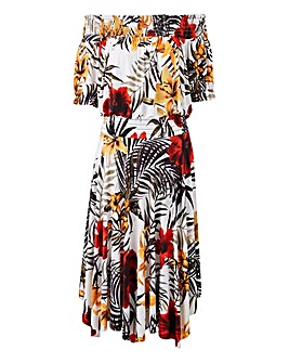 Tropical Print Bardot Dress