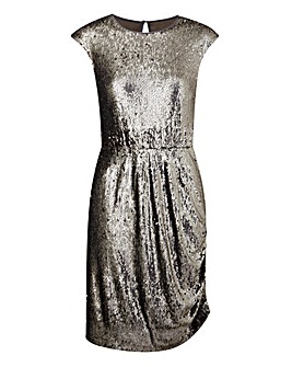 Pewter Ruched Sequin Dress