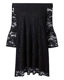 Black Lace Bardot Dress