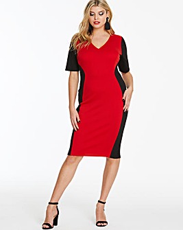 Black/Red V-Neck Illusion Bodycon Dress