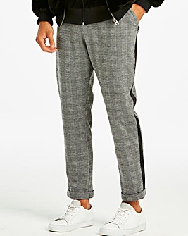 Jacamo Tapered Fit Check Side Stripe Cropped Trousers