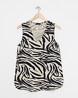 Animal Print V Neck Linen Vest