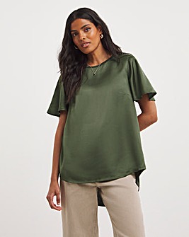 Khaki Jersey Back Short Sleeved Top