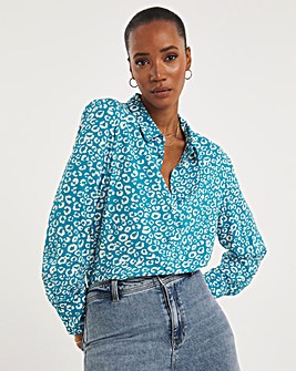 Teal Animal Dipped Back Shirt
