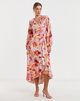 Flounce London Floral Wrap Midaxi Dress