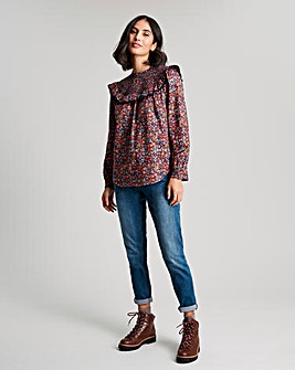 Joules Curved Yoke Top With frill