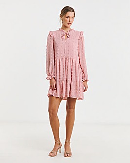 Flounce London Dobby Spot Mini Dress