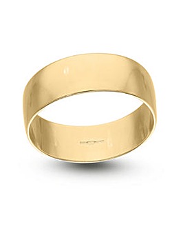9Carat Yellow Gold Polished D Shape 6MM Wedding Ring