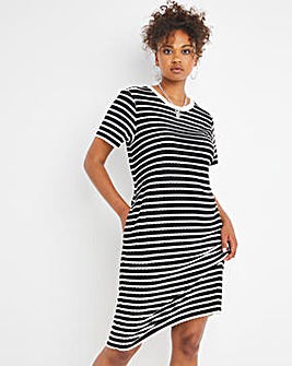 Black/White Stripe Jersey T-Shirt Dress