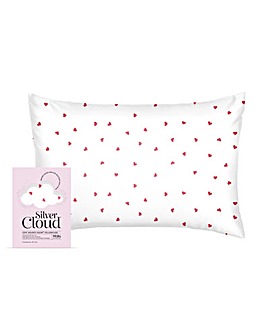 Silver Cloud Heart Print Satin Pillowcase Infused with Silver Ions
