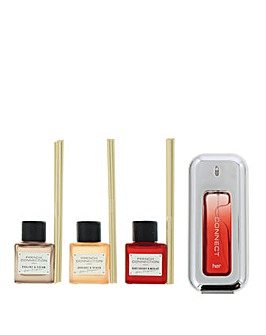 French Connection 3 x 50ml Diffuser Set and FCUK Connect Her 100ml Twin Pack