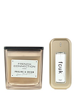 French Connection Praline and Cream Candle and FCUK Her 100ml Twin Pack