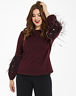 Coast Squires Sequin Feather Sleeve Jumper