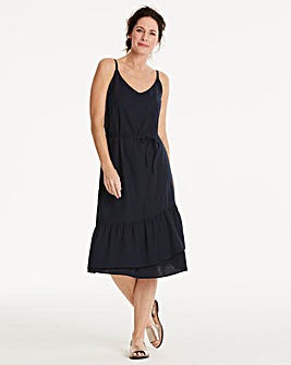 Vero Moda Linen Blend Frilled Hem Dress