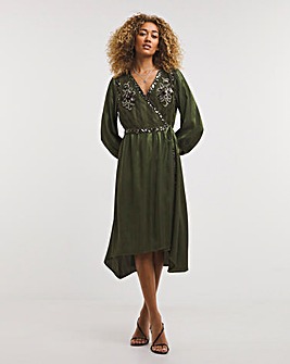 Joe Browns Embroidered Sequin Wrap Dress