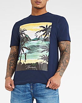 Landscape Print Graphic T-shirt Long