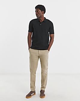 Pure Cotton Black Pique Polo Extra Long Length- Black