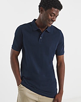 Pure Cotton Navy Pique Polo Extra Long Length- Navy