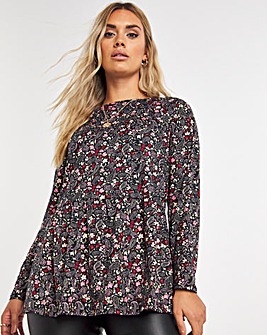 Long Sleeve Supersoft Jersey Paisley Smock Top