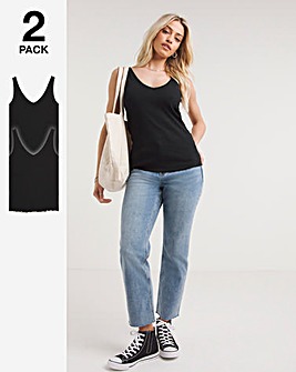 2 Pack Black Multi Wear Vest Tops