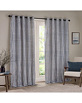 Yard Hebden Striped 100% Cotton Eyelet Lined Curtains
