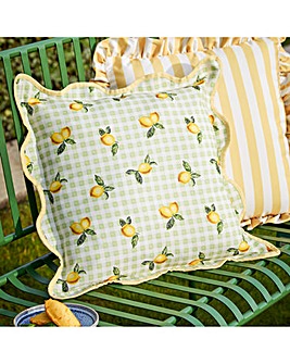 Furn. Fruits Lemons Check Outdoor Cushion