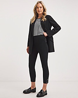 Black Bengaline Trousers with Button Detail