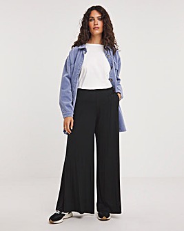 Black Jersey Palazzo Wide Leg Trousers