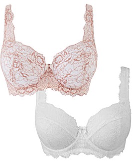 Pretty Secrets 2 Pack Ella Lace Full Cup Blush/White Bras