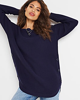Side Button Tunic With Curved Hem