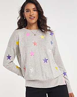Cotton Blend Embroidered Star Jumper