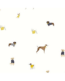Joules Sketchy dogs Creme Wallpaper