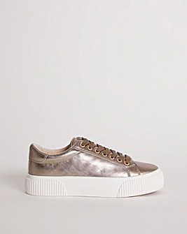 Sicilly Metallic Canvas Trainers Chunky Ribbed Sole Wide Fit