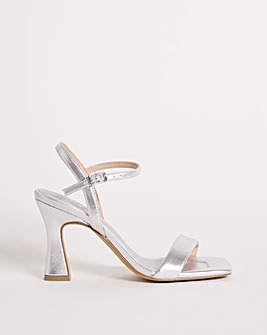 Malin Metallic Barely There Flare Heeled Sandals Ex Wide Fit