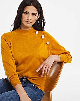 Batwing Jumper With Button Detail