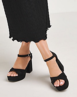 Mia Cross Front Platform Heeled Sandals Wide E Fit