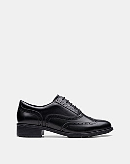 Clarks Havisham Oak Leather Lace Up Brogue Wide Fit