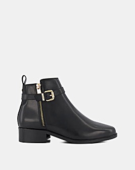 Dune Pepi Leather Buckle Ankle Boots Standard Fit