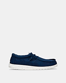 HeyDude Wally Stretch Canvas Shoe - Navy