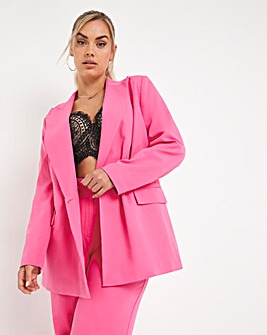 Double Breasted Hot Pink Relaxed Blazer